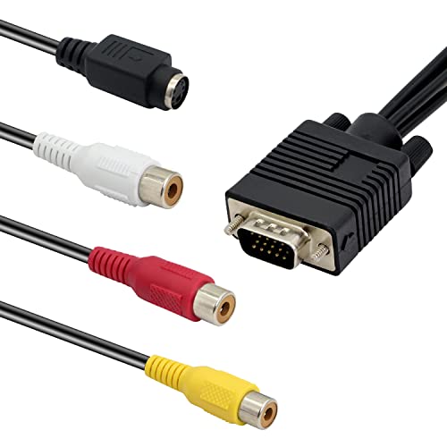 MEIRIYFA VGA-auf-RCA-Kabel, 15-poliger VGA-Stecker auf TV-Video-3-Cinch-AV-TV-Ausgang-Kabeladapter, Konverter, S-Video 3 Cinch-Ausgang-Kabel für PC Computer MEIRIYFA VGA-auf-RCA-Kabel, 15-poliger VGA-Stecker auf TV-Video-3-Cinch-AV-TV-Ausgang-Kabeladapter, Konverter, S-Video 3 Cinch-Ausgang-Kabel für PC Computer von MEIRIYFA