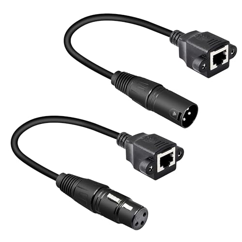 MEIRIYFA XLR 3-Pin auf RJ45 Buchse Adapter DMX Kabel, 1 Paar XLR Stecker Buchse auf RJ45 Buchse Netzwerkverbinder Verlängerungskabel für DMX CON Controller Series Stage Recording Studio (0,3M) von MEIRIYFA