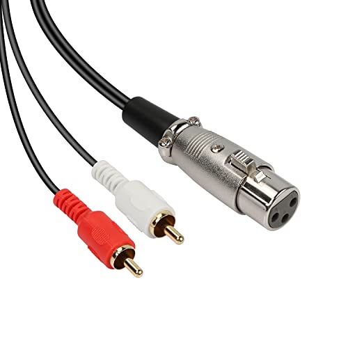 MEIRIYFA XLR Buchse auf 2 Phono Cinch Stecker Adapter Y Splitter Patch Kabel, XLR Weiblich 3 Pin auf Dual Cinch Stecker Stereo Audio Kabel Stecker (1.5M, XLR Buchse) von MEIRIYFA