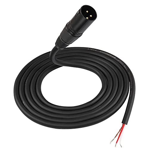 XLR Kabel blanker Draht, 3Pin XLR Pigtail Bare Wire Open End Gold überzogene XLR Stecker Lautsprecher Kabel Ersatz Audio Kabel für DJ/PA Verstärker Subwoofer (Stecker, 2M) von MEIRIYFA