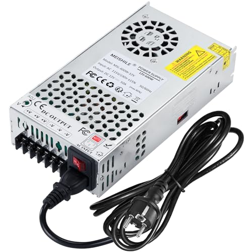 MEISHILE 12V 50A 600W Netzteil Schaltnetzteile Universal Stromversorgung AC to DC Transformator mit Schalter für LED Licht Streifen Glühbirne, Verstärker, Trafo 230V 220V auf 12Volt 20A 30A 40Amps MEISHILE 12V 50A 600W Netzteil Schaltnetzteile Universal Stromversorgung AC to DC Transformator mit Schalter für LED Licht Streifen Glühbirne, Verstärker, Trafo 230V 220V auf 12Volt 20A 30A 40Amps von MEISHILE
