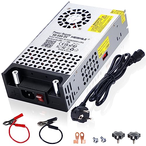 MEISHILE 24V 25A 600W Netzteil Schaltnetzteile Universal Stromversorgung AC to DC Transformator mit Schalter für LED Licht Streifen Glühbirne, Verstärker, Trafo 230V 220V auf 24Volt 5A 10A 15A 20Amps von MEISHILE