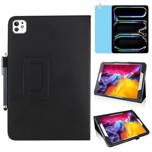 Schlanke Lederhülle für iPad Air 27,9 cm (11 Zoll) M2 2024 (iPad Air 5. / 4. Generation 2022/2020 10,9 Zoll), Multi-Winkel-Ständer, vollständiger Schutz, Tablet-Schutzhülle mit Eingabestift von MEIYOUQI