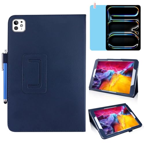 Schlanke Lederhülle für iPad Air 27,9 cm (11 Zoll) M2 2024 (iPad Air 5. / 4. Generation 2022/2020 10,9 Zoll), Multi-Winkel-Ständer, vollständiger Schutz, Tablet-Schutzhülle mit Eingabestift von MEIYOUQI