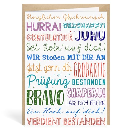 MEJOSER Karte mit Umschlag Abitur Bachelor Abschluss Klappkarte Geschenk Bestandene Prüfung Führerschein Bestanden mit Sprüchen Abi Geschenke Stolz auf Dich Studium Schule Ausbildung von MEJOSER