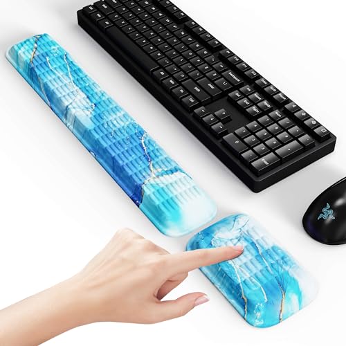 MEKASS Ergonomische Handballenauflage für Tastatur und Maus, Weiches Memory Foam Tastatur-Handgelenkauflage-Set mit rutschfester Silikonbasis, einfaches Tippen, Schmerzlinderung, Komfort für Büro, von MEKASS