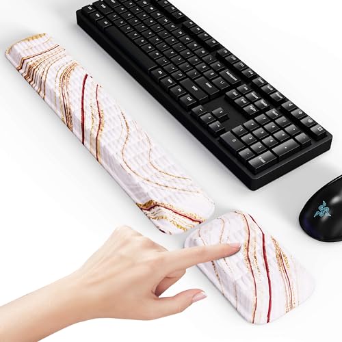 MEKASS Ergonomische Handballenauflage für Tastatur und Maus, weiches Memory Foam Tastatur-Handgelenkauflage-Set mit rutschfester Silikonbasis, einfaches Tippen, Schmerzlinderung, Komfort für Büro, von MEKASS