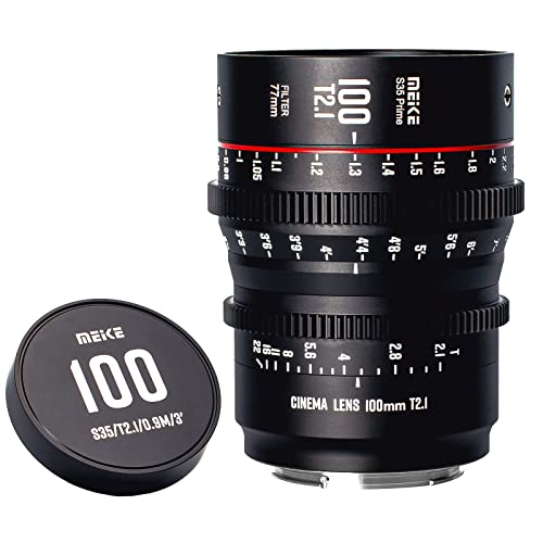 MEKE 100mm T2.1 Super 35 Prime Manueller Fokus Kinoobjektiv für EF-Mount Cine Kamera, kompatibel mit C200 C300 II, RED Komodo, BMPCC 6K, Z CAM E2-S6 BMPCC6K Pro von MEKE