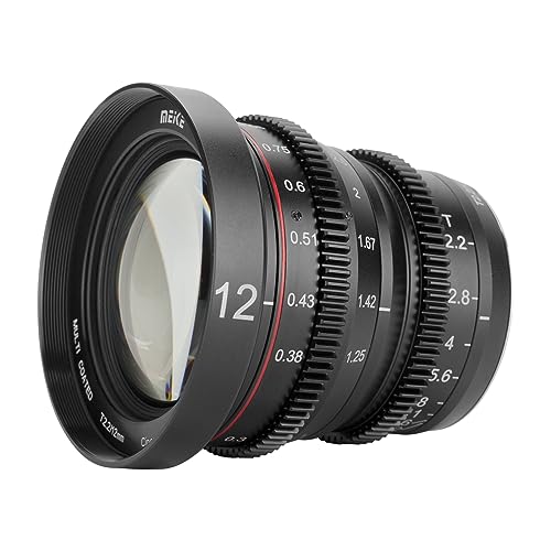 MEKE 12mm T2.2 große Blende, manueller Fokus, niedrige Verzerrung, 4K Mini-Cine-Objektiv für Micro Four Thirds M43 MFT, kompatibel mit Olympus Panasonic Lumix BMPCC 4K Zcam E2 GH5 GH6 OM-1 von MEKE