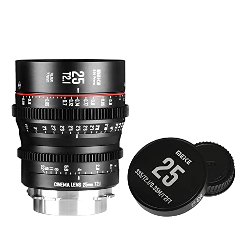 MEKE 25 mm T2.1 Super 35 Prime Manueller Fokus Kino-Objektiv für PL-Mount Cine Kamera, kompatibel mit C700 PL, ARRI Amira, Alexa Mini usw. von MEKE