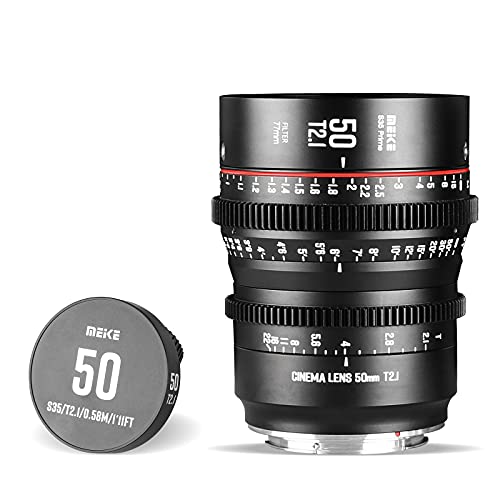 MEKE 50mm T2.1 Super 35 Prime Manueller Fokus Cinema Objektiv für EF-Mount Cine Kamera, kompatibel mit Canon C200 C300 II, RED Komodo, BMPCC 6K, Z CAM E2-S6 BMPCC 6K Pro von MEKE