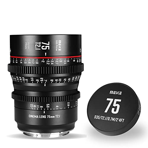 MEKE 75mm T2.1 Super 35 Prime Manueller Fokus Cinema Objektiv für EF-Mount Cine Kamera, kompatibel mit Canon C200 C300 II, RED Komodo, BMPCC 6K, Z CAM E2-S6 BMPCC 6K Pro von MEKE