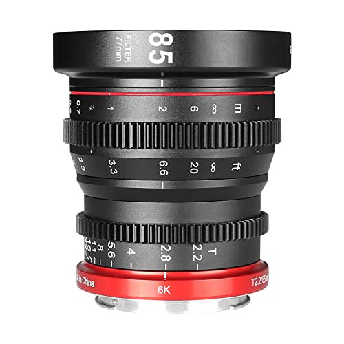 Meike 85mm T2.2 Large Aperture Manual Focus Low Distortion APS-C S35 Format 6K Mini Prime Cine Lens Compatible with Canon RF Mount Cameras R7 R10 Meike 85mm T2.2 Large Aperture Manual Focus Low Distortion APS-C S35 Format 6K Mini Prime Cine Lens Compatible with Canon RF Mount Cameras R7 R10 von Meike