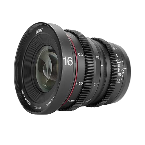 Meike MK 16 mm T2.2 große Blende manueller Fokus Prime Low Distortion Mini Cine Objektiv kompatibel mit Micro Four Thirds M4/3 MFT Olympus/Panasonic Lumix Kameras und BMPCC 4K Zcam E2 von MEKE