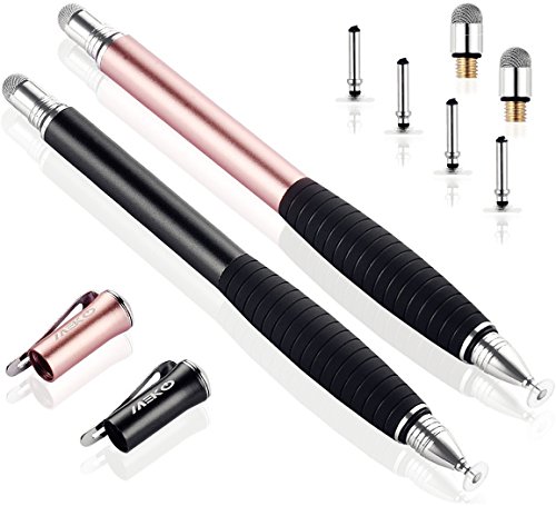 KEEPXYZ 2-in-1 Stylus Precision Disc Styli Touch Screen Pen with 3 Replaceable Tips for iPads, Tablets, iPhones, Smartphones, Samsung Galaxy Note/Tab (Black) von MEKO