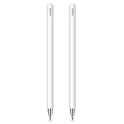 MEKO Eingabestift Disc Touch Pen, 2 in 1 Stylus Pen universal Touchstift 100% kompatibel mit Allen Tablets Touchscreen iPhone iPad Samsung Surface Huawei Chromebook usw, magnetische Kappe, Weiß*2 von MEKO