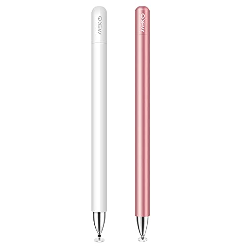 MEKO Eingabestift Disc Touch Pen, 2 in 1 Stylus Pen universal Touchstift 100% kompatibel mit Allen Tablets Touchscreen iPhone iPad Samsung Surface Huawei usw, magnetische Kappe, Weiß+Rose Gold von MEKO