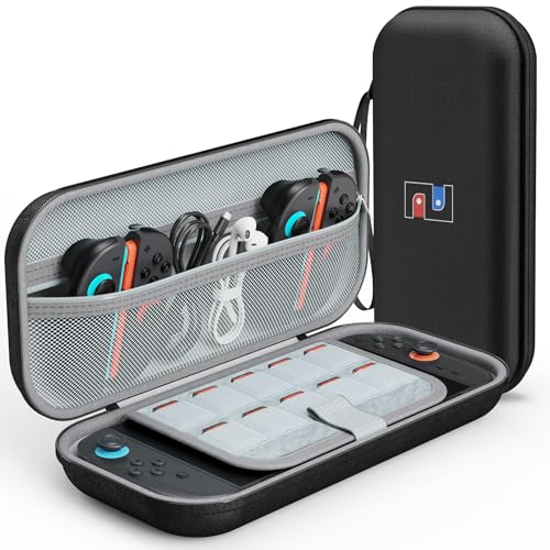 MEKO Tasche für Nintendo Switch 2 (2025) Robuste 600D-Polyester-Switch-Schutzhülle mit 10 Spielkarten-Fächern, stoßfestem Eva-Innenfutter & Vollschutz-Design (Schwarz) von MEKO