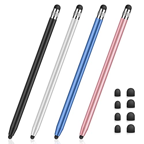 MEKO Universal-Eingabestift für Touchscreen, 2-in-1 kapazitiver Eingabestift für iPhone/iPad/Tablet mit 8 Ersatzaufsätzen (Schwarz + Blau + Silber + Rotgold) von MEKO