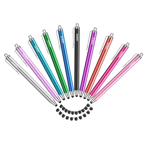 Tablet Stift MEKO 10er Pack Touchscreen Stift mit 20 Ersatzgummispitzen in 6mm, Stylus Touch Pen für alle Tablets/Handys wie iPhone/iPad/Pro/Mini/iWatch/Samsung/Huawei/Xiaomi/Surface/Chromebook usw. von MEKO