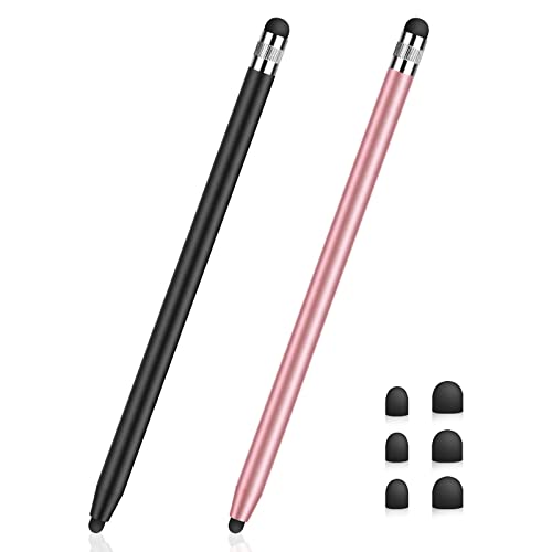 Tablet Stift MEKO 2 Pack Touchscreen Stift 2 in 1 Gummi Stylus Touch Pen für alle Handys/Tablets iPhone i-Pad Pro Mini iWatch Samsung Huawei Xiaomi Surface Chromebook usw. Schwarz+Rose Gold von MEKO