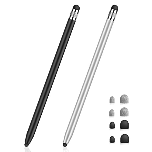 Tablet Stift MEKO Touchscreen Stift 2 in 1 Gummi Stylus Touch Pen für alle Handys/Tablets iPhone i-Pad Pro Mini iWatch Samsung Huawei Xiaomi Surface Chromebook usw. Schwarz+Silber von MEKO