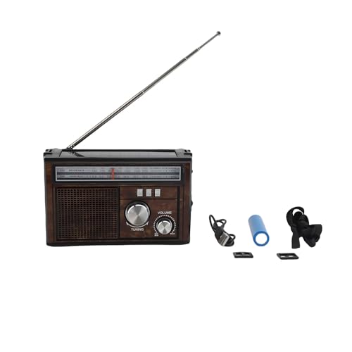 MEKOTRIN Radio AM FM SW MP3-Player Handy-Taschenlampe Outdoor-Camping mit Solarstromversorgung, Indoor- und Outdoor-Radio (Holzmaserung) von MEKOTRIN