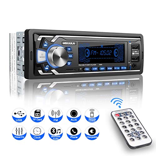 Autoradio mit Bluetooth Freisprecheinrichtung, 1 Din Universal Autoradio Eingebautes Mikrofon, 4X60W Auto Stereo Radio Ricever, USB/TF/FM/AUX/WMA/WAV/MP3 Media Player von MEKUULA