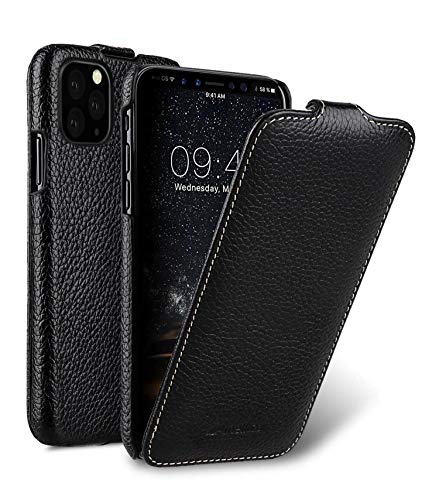 Hülle passend für Apple iPhone 11 PRO (5,8 Zoll), Handyhülle mit beschichtetem Leder, Flip-Case, Schutzhülle klappbar, dünne Handy-Tasche, Slim Cover, Schwarz von MELCKO