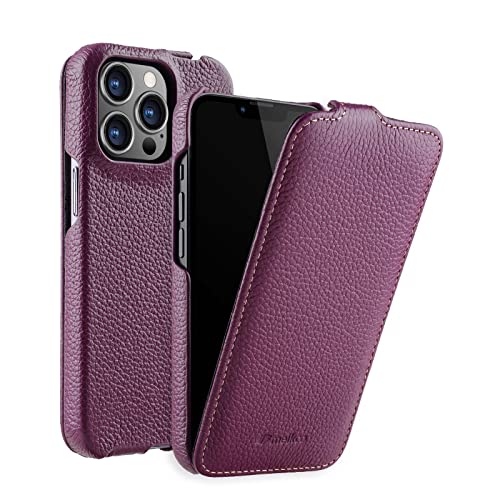 MELCKO Hülle passend für Apple iPhone 13 PRO (6,1 Zoll), Handyhülle mit beschichtetem Leder, Flip-Case, Schutzhülle klappbar, dünne Handy-Tasche, Slim Cover, Lila, Violett von MELCKO