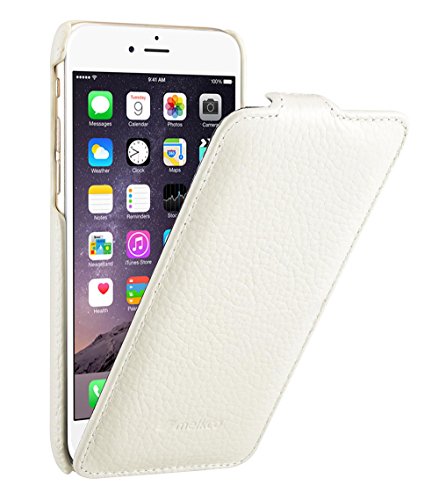 MELCKO Tasche passend für Apple iPhone 6S und 6 (4.7 Zoll), Case Außenseite aus beschichtetem Leder, Schutz-Hülle klappbar, Flip-Case, Ultra-Slim Cover, Etui, Weiß von MELCKO