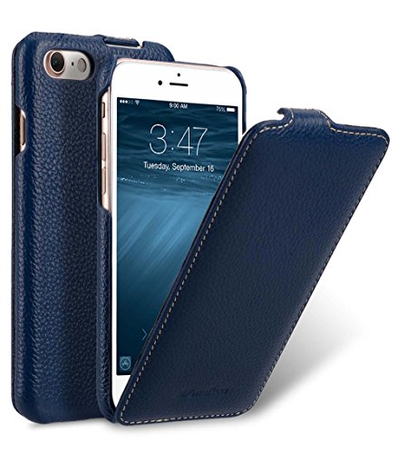 MELCKO Tasche passend für Apple iPhone SE 2022 5G, iPhone SE 2020, iPhone 8, iPhone 7, 4.7 Zoll, Case mit beschichtetem Leder, Schutz-Hülle aufklappbar, Flip-Case, Ultra-Slim Cover, Etui, Blau von MELCKO