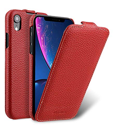 MELCKO Tasche passend für Apple iPhone XR (6,1 Zoll), Case Außenseite aus beschichtetem Leder, Schutz-Hülle klappbar, Flip-Case, Ultra-Slim Cover, Etui, Rot von Herlitz