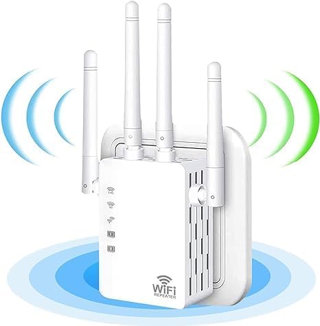 2024 WiFi Extender - Wireless Signal Repeater Booster bis zu 9800 sq.ft - 1200Mbps Wall Through Strong WiFi Booster Dual Band 2.4G und 5G - 4 Antennen 360 Grad Vollabdeckung von MELKESDE