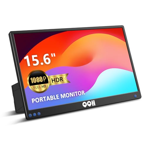 QQH Tragbarer Monitor für Laptop, 39,6 cm (15,6 Zoll), FHD 1080P, Laptop-Monitor, USB C, HDMI, Computer, Gaming-Display, ultradünn, HDR, IPS, Laptop-Bildschirmverlängerung mit Ständer für PC, Mac, von MELKESDE