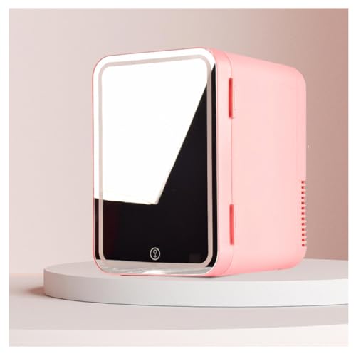 Mini KüHlschrank Mit Spiegel, 8L,Led Spiegel,Dimmbar BüRo KüHlschrank, KüHlen Oder Heizen, Auto Oder Zu Hause Mini Fridge For Bedroom, FüR Den Desktop Oder Auf Reisen,Pink von MELLYD