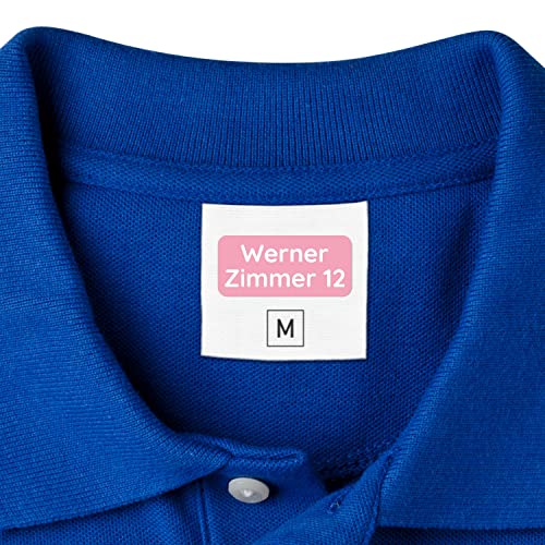 Wäscheetiketten für Pflegeheime & Altenheime (100 Stück, Rosa) - Namensschilder für Kleidung und Gegenstände sind waschmaschinenfest, Personalisiert zum Aufkleben von MELU Kids