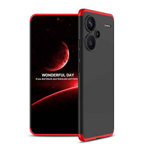 ISADENSER Kompatibel mit Redmi Note 13 Pro Plus 5G Hülle Redmi Note 13 Pro Plus 5G Hülle Ultra Slim PC Anti-Scratch Stoßfest Körper Schutzhülle für Redmi Note 13 Pro Plus 5G [3 in 1] Rot + Schwarz von MEMAXELUS