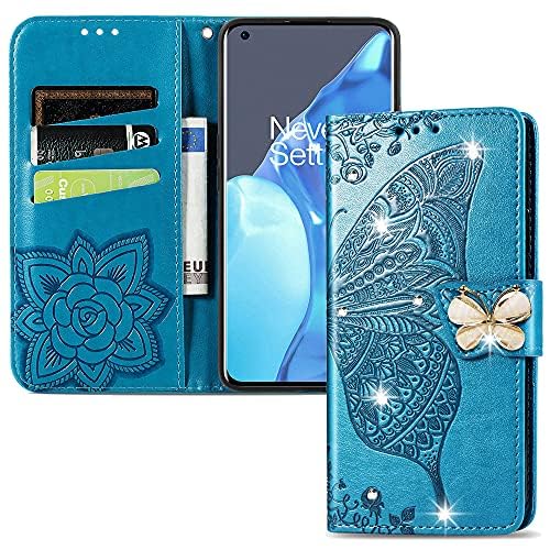 MEMAXELUS Flip Case für Samsung Galaxy S24 Wallet Case mit magnetischem Kickstand mit Kreditkartenfach PU Leder Schutzhülle für Frauen Hülle für Samsung Galaxy S24 Bling Schmetterling Blau SD von MEMAXELUS
