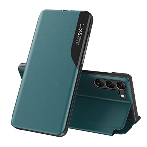 MEMAXELUS Kompatibel mit Samsung Galaxy A26 5G Hülle, klare Smart View Fenster Hülle + Flip PU Leder Stand Cover für Damen und Herren, Drop Stoßfest Schutzhülle für Samsung Galaxy A26 5G Grün QH3 von MEMAXELUS