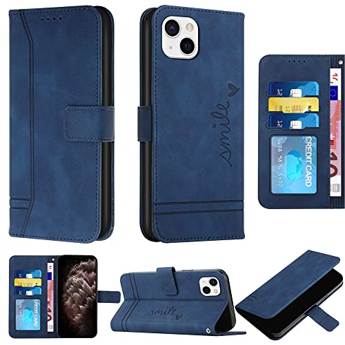 MEMAXELUS Kompatibel mit iPhone 13 Mini Hülle Brieftasche Handyhülle mit Kickstand Kartenhalter Slot Retro Cover Premium PU Leder Schutzhülle Kompatibel für iPhone 13 Mini 5,4 Zoll Smile Blue HX3 MEMAXELUS Kompatibel mit iPhone 13 Mini Hülle Brieftasche Handyhülle mit Kickstand Kartenhalter Slot Retro Cover Premium PU Leder Schutzhülle Kompatibel für iPhone 13 Mini 5,4 Zoll Smile Blue HX3 von MEMAXELUS