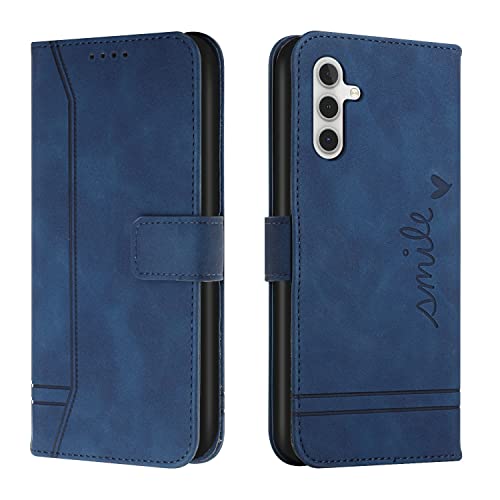MEMAXELUS Wallet Case für Samsung Galaxy A35 Hülle, Echtes PU Leder Flip Case mit Kickstand Kreditkartenfach Halter Stoßfest 360° Vollschutz Magnetisch Hülle für Samsung A35 Smile Blue HX3 MEMAXELUS Wallet Case für Samsung Galaxy A35 Hülle, Echtes PU Leder Flip Case mit Kickstand Kreditkartenfach Halter Stoßfest 360° Vollschutz Magnetisch Hülle für Samsung A35 Smile Blue HX3 von MEMAXELUS