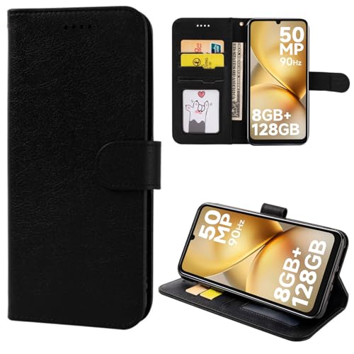 MEMELOKA Handyhülle für Ulefone Note 20 Pro, Internes TPU Stoßfest und Premium PU Flip Wallet Schutzhülle Ulefone Note 20 Pro mit Kartenfächer[Magnetverschluss][Standfunktion] - Schwarz von MEMELOKA
