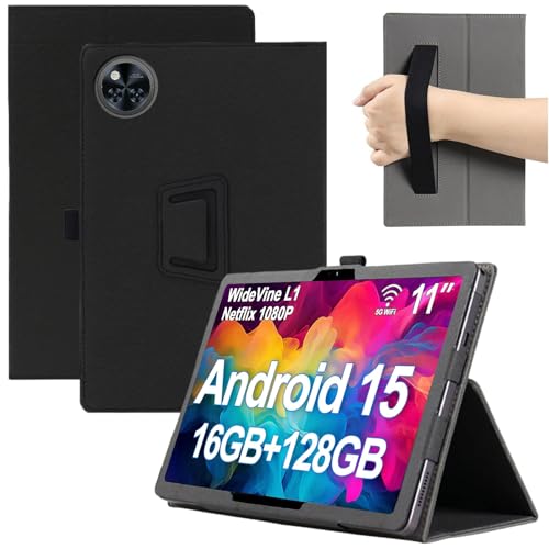 MEMELOKA Hülle für DOOGEE U11/U11 PRO, Ultradünne und Leicht PU Leder Schutzhülle mit Stifthalter und Handschlaufe [Klappfunktion], Schwarz von MEMELOKA