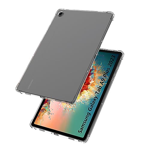 MEMELOKA Hülle für Samsung Galaxy Tab A9+/Tab A9 Plus 2023 11 Zoll, Weiche TPU Silikon Anti-Kratzen Handyhülle mit Stoßfeste Silikon Airbags, Anti-Gelbfärbung Transparent Schutzhülle von MEMELOKA