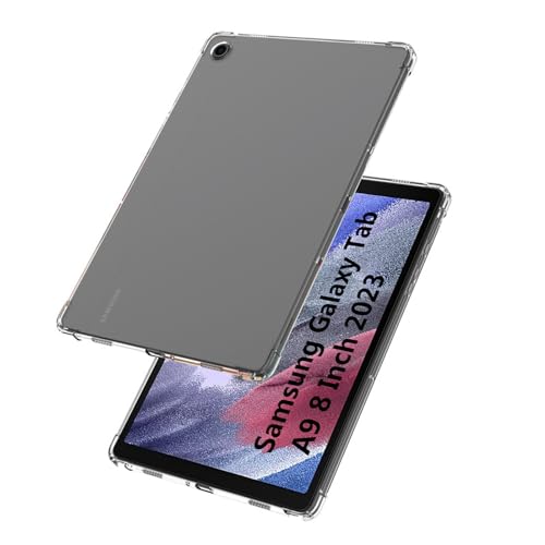 MEMELOKA Hülle für Samsung Galaxy Tab A9 2023 8.7 Zoll, Weiche TPU Silikon Anti-Kratzen Handyhülle mit Stoßfeste Silikon Airbags, Anti-Gelbfärbung Transparent Schutzhülle Galaxy Tab A9 2023 von MEMELOKA