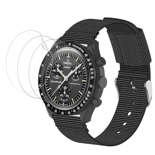 MEMELOKA Schutzfolie für Omega x Swatch Speedmaster Moonswatch, [3 Stück] HD Anti-Kratzer Flexible Weiche Hydrogel Folie mit Montage Rahmen, Hohe Empfindlichkeit und Blasenfreier Displayschutz von MEMELOKA
