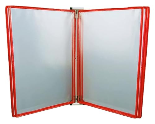 An der Wand montierter Poster-Flipbook-Display mit 5 doppelseitigen Panels for die Anzeige von Büroordnern und Katalogen, Flipbook-Displayständer im A4-Format(Red) von MEMEM