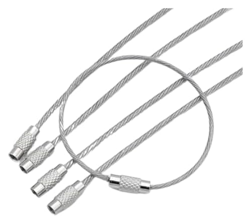 Drahtseil, 10 Stück 1,5/2 mm EDC-Schlüsselanhänger-Anhänger-Seil Drahtkabelschlaufe Schraubverschluss Gadget-Ring Schlüsselring Kreis Camp-Beschläge(2.0x200mm) von MEMEM
