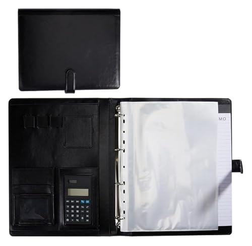 Konferenz-Portfolio-Ordner-Brieftaschen, Geschäftsordner, Konferenz-Meeting-Executive-Datei, Rechtsdokument, 4 Ringe mit Ordner for Vorstellungsgespräche(Black) von MEMEM